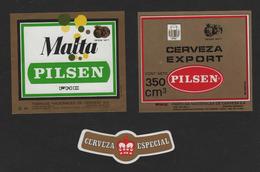 2 Etiquettes De Bierre PILSEN : Malta , Cerveza Export  Des Années 90 - Birra