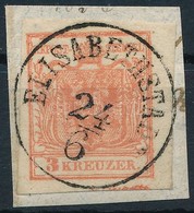 1850 3kr HP IIIa Rózsa, ívszéli, Alul Szegélyléclenyomat / Rose, Margin Piece, Balken 'ELISABETHSTADT' Certificate: Stei - Autres & Non Classés