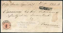 1857 Ajánlott Levélen 3kr + 6kr A Hátoldalon Eltépve MP III Ritka! / Registered Cover With 3kr + Teared 6kr On The Backs - Otros & Sin Clasificación