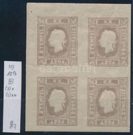 ** * 1894 Hírlapbélyeg Újnyomat ívsarki Négyestömb / Newspaper Stamp Reprint Corner Block Of 4. Identification: Strakosc - Otros & Sin Clasificación
