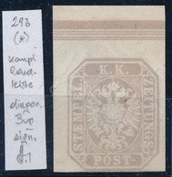 (*) 1863 Hírlapbélyeg Felső ívszéli, Komplett Felső Szegélyléc Lenyomattal / Newspaper Stamp Margin Piece. Identificatio - Sonstige & Ohne Zuordnung