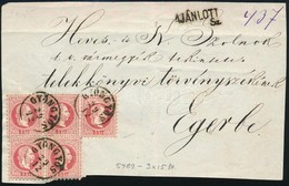 ~1868 5 X 5kr Ajánlott Levél Előlapon (pár + Hármascsík) / On Registered Cover Front 'GYÖNGYÖS' - Eger - Otros & Sin Clasificación