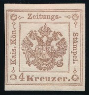 * 1858 Hírlapilleték 4kr Sötétbarna, I. Típus / Newspaper Duty Stamp 4kr Dark Brown, Type I. Certificate: Strakosch - Altri & Non Classificati