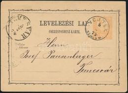 1874 2kr Díjjegyes Levelezőlap  / PS-card 'VOJTEK/TEMES M.' - 'TEMESVÁR' - Autres & Non Classés