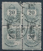 O 1874 Színesszámú Krajcáros 20kr 4-es Tömbben 'POST KASSE / SEMLIN' (a Bal Alsó Bélyeg Sérült) - Otros & Sin Clasificación