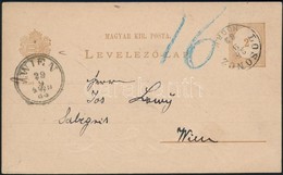 1883 Díjjegyes Levelezőlap / PS-card 'LOSONCZ NOGR. M.' -'WIEN' - Autres & Non Classés