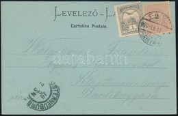 1900 Képeslap Krajcár-Turul 2kr + 1f Vegyes Bérmentesítéssel 'FIUME / PUNTO FRANCO' - 'KLOSTERNEUBURG' - Sonstige & Ohne Zuordnung