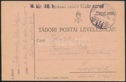 1918 Tábori Posta Levelezőlap / Field Postcard 'M.kir.40. Honvéd Tüzér Ezred' + 'TP 414' - Otros & Sin Clasificación