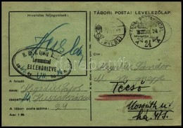1940 Tábori Posta Levelezőlap 'Lovasszázad' + Kétnyelvű 'TÉCSŐ' Bélyegzéssel - Altri & Non Classificati