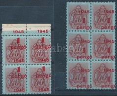 ** 1945 Kisegítő Portó 1P/40f Hatostömb Lefelé és Jobbra Tolódott Felülnyomatal + Négyestömb Felfelé és Jobbra Tolódott  - Sonstige & Ohne Zuordnung