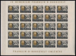 ** 1947 Roosevelt 70f Vágott 25-ös Teljes ív, Felül Néhány Milliméter Levágva, Ráncok (225.000) / Imperforate Complete S - Autres & Non Classés