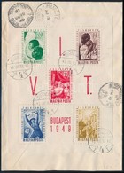 1949 VIT Sor és Blokk + Petőfi Sor Ajánlott Légi Levélen Kanadába / Mi 1045-1052 + Block 16 On Registered Airmail Cover  - Otros & Sin Clasificación