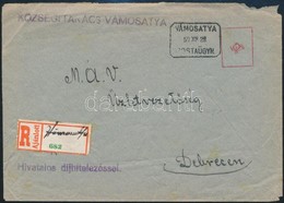 1950 Ajánlott Levél VÁMOSATYA Postaügynökségi Bélyegzéssel és Kézzel írt Ragjeggyel / Registered Cover With Postal Agenc - Otros & Sin Clasificación