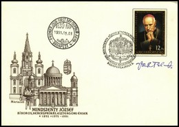 1991 Mindszenty József Díjjegyes FDC A Tervező, Vertel József Aláírásával - Autres & Non Classés