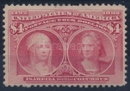 1892 Kolombusz Sor 4 $ értéke (újragumizott Bélyeg, 1 Rövid Fog / Regummed Stamp, 1 Short Perf.) - Otros & Sin Clasificación