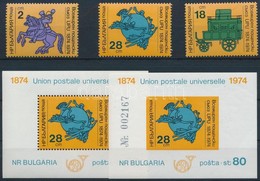 ** 1974 100 éves Az UPU Sor Mi 2362-2364 + Fogazott és Vágott Blokk Mi 52 A-B - Autres & Non Classés