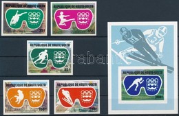 ** 1975 Téli Olimpia, Innsbruck Vágott Sor Mi 603-607 + Vágott Blokk 39 - Autres & Non Classés