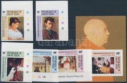 ** 1975 Picasso Halálának évfordulója ívsarki Vágott Sor  + Blokk,
Picasso Imperforated Corner Set + Block
Mi 587-591 +  - Autres & Non Classés