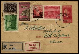 1950 Expressz Ajánlott Levél átmenő Bélyegzővel 'RUSE' - WIL / ST. GALLEN' - Autres & Non Classés