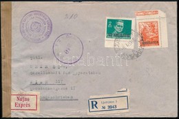 1951 Expressz Ajánlott Levél, Cenzúrázva, Papíripar 'LJUBLJANA' - 'WIEN' - Otros & Sin Clasificación