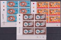 ** 1974 100 éves Az UPU Sor ívsarki Hatostömbökben Mi 304-306 - Sonstige & Ohne Zuordnung