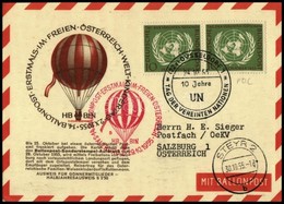1955 Ballonposta 'SALZBURG' Alkalmi Bélyegzéssel -  'STEYR 2' Mi 221 Párral Bérmentesítve - Otros & Sin Clasificación