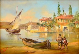 Méhész Tamás (1940-): Kikötés. Olaj, Farost, Jelzett, Keretben, 13×18 Cm - Otros & Sin Clasificación