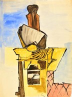 Rácz András (1926-2013) : Torony. Akvarell, Papír, Jelzett (R), 40×29 Cm - Otros & Sin Clasificación
