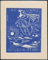 Vadász Endre (1901-1944): Ex Libris Lusztig István. Linó, Papír, Jelzett A Dúcon, 8,5×6,5 Cm - Altri & Non Classificati