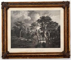 1835 Die Jagd. Jacob Ruisdael (1628-1682) Festmény Után Készült  Metszet, Papíron, üvegezett Sérült Keretben, Jelzett A  - Estampas & Grabados