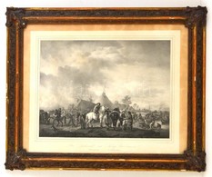 Cca 1850 Philip Wouwerman Festménye Után Készült Metszet, üvegezett Keretben, 31×42 Cm - Estampas & Grabados