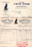 2 FACTURES - CAFETERIE CHAT NOIR - KOFFIEBRANDERIJ ZWARTE KAT - CHIMAY - 1949 - 1957. - Food