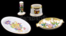 Herendi Porcelán Kis Tárgyak, 3 Db + Zsolnay Porcelán Kis Tálka, Kézzel Festett, Jelzett, Kis Kopásnyomokkal - Otros & Sin Clasificación