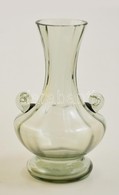 Halványszürke üveg Váza, Csiga Díszítéssel, Kopásnyomokkal, M: 17 Cm - Vidrio & Cristal