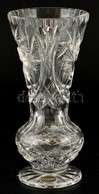 Bohemia Csiszolt ólomkristály Váza, Jelzett, Hibátlan, M: 20,5 Cm - Glas & Kristall