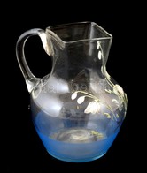 Jelzés Nélkül: Kézzel Festett,. Szakított üveg Kancsó, Apró Lepattanással M: 12 Cm - Glas & Kristall