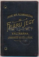 1897-1902 MÁV Felárú Jegy Váltására Jogosító Fényképes Igazolvány, Főmérnök Részére, Igényes Bőr Tokban, Jó állapotban. - Ohne Zuordnung
