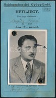 1939 Hajdúszoboszló, Fényképes Heti Jegy A Gyógyfürdőbe, Hátoldalán Fürdőbélyegekkel - Sin Clasificación