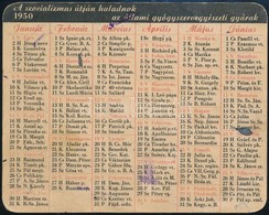 1950 Kétoldalas Kártyanaptár A Szocializmus útján Haladó állami Gyógyszergyárak Kiadásában - Sin Clasificación