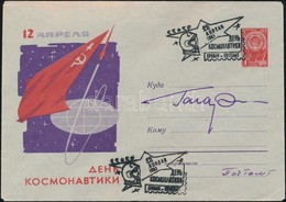 Jurij Alekszejevics Gagarin (1934-1968) Szovjet űrhajós Autográf Aláírása Borítékon Alkalmi Bélyegzéssel / Autograph Sig - Sonstige & Ohne Zuordnung