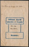 1921 Bicske, Göllner Aurél Gyógyszertára Az Őrangyalhoz Tasakja, 10x6 Cm - Werbung