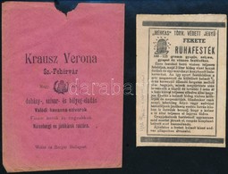 Cca 1910-1940 Székesfehérvár, Krausz Verona Dohány-, Sziver és Bélyeg-eladás Kereskedésének és 'Méhkas' Fekete Ruhafesté - Publicidad