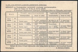 1933 A M. Kir. 'Vak Bottyán' 3.honvéd Kerékpáros Zászlóalj Esztergomban Rendezendő Sportversenyére (tiszti és Legénységi - Sonstige & Ohne Zuordnung