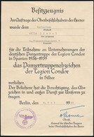 1940 A Spanyol Polgárháborúban Részt Vett Condor-légió Páncéloshadosztályában Harcoló Részére Adományozott Ezüst érdemre - Autres & Non Classés