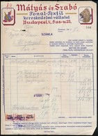 1946 Bp.V., Mátyás és Szabó Fonal-Textil Kereskedelmi Vállalat által Kiállított Fejléces Számla - Autres & Non Classés