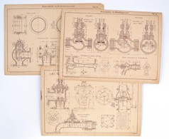 A. Hurter: Vorlagen Für Maschinenzeichnen. Zürrich, 1892. Orell Füssli. Hiányos Mappa Nagyméretű Gépészeti Rajzokkal. 13 - Non Classés