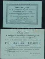 1893-1898 Magyar Földrajzi Társaság Felolvasó ülésének Névre Szóló Meghívója és A Kir. M. Természettudományi Társulat Né - Ohne Zuordnung