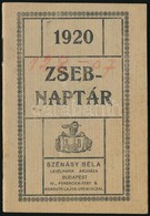 1920 Zsebnaptár. Szénásy Béla. 32 P Bejegyzésekkel - Sin Clasificación