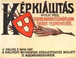 Cca 1920-1930 Nemzeti Szalon Képkiállítás Poszter, Bp., Merkur Műintézet, Felcsavarva, 2 Db, Szakadással, 47×63 Cm - Otros & Sin Clasificación