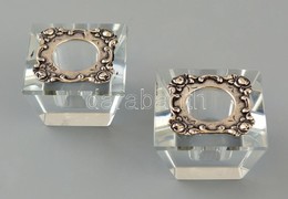 Ezüst és Kristály Gyertyatartó Pár  / Silver-crystal Candle Holder Pair 4x4x2,5 Cm - Sonstige & Ohne Zuordnung